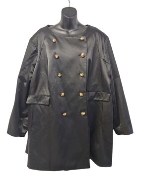 Joan Rivers Black Double Breasted Jacket 3X Plus Size Gold Buttons Pockets Lined